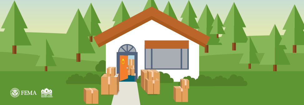 moving boxes outside a house with the door open