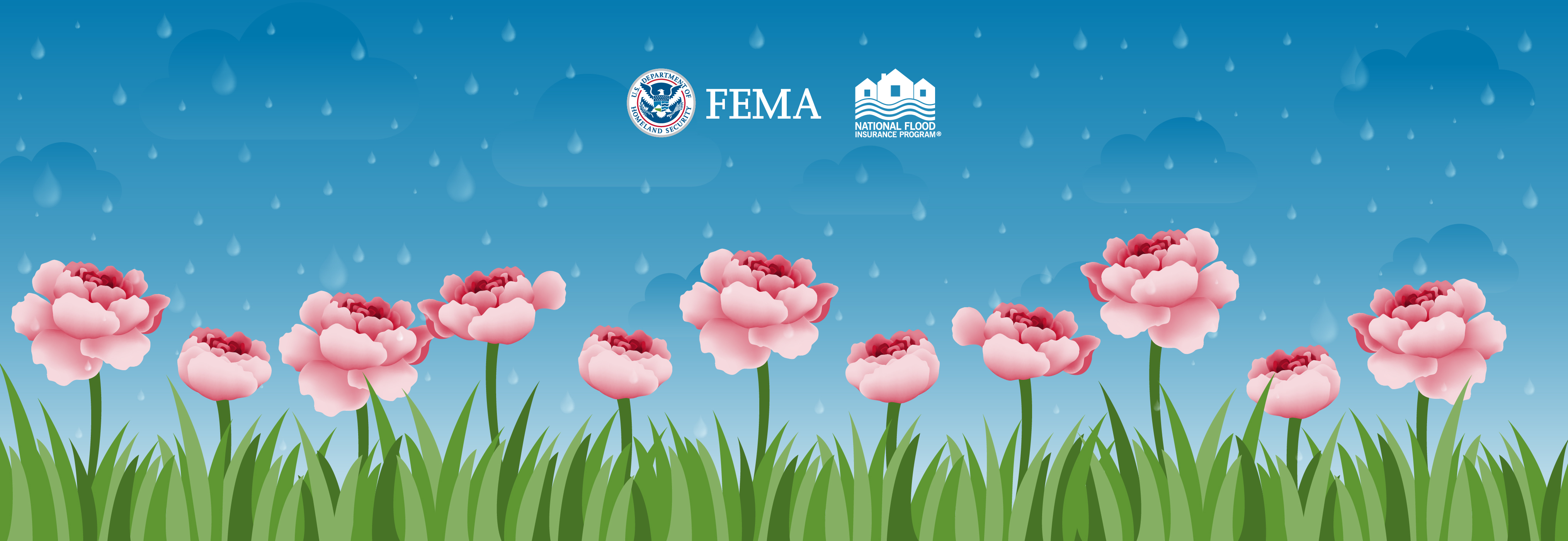 flowers blooming and rain falling