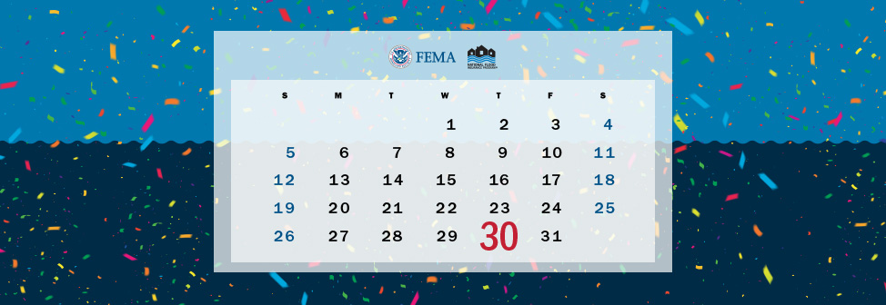 calendar with confetti flying in the background