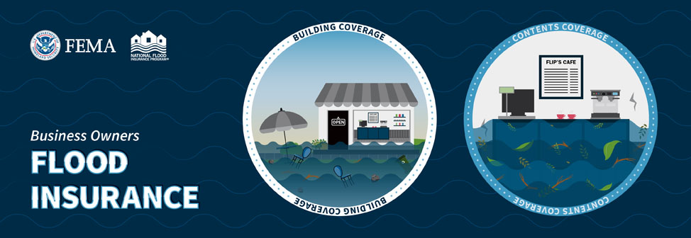Flooded business building