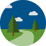 Landscape illustration with trees