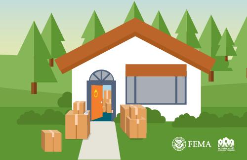 moving boxes outside a house with the door open