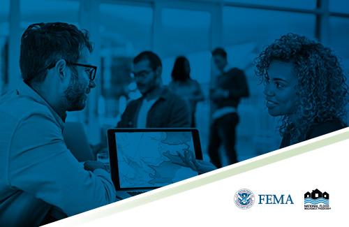 agent discussing flood maps with client