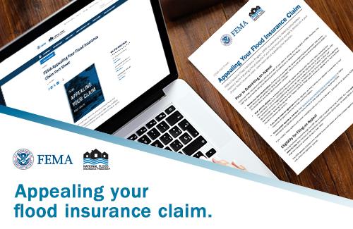 Top-down view of person using laptop to read an article about how to appeal flood insurance claims