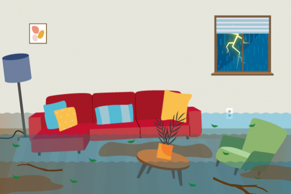 Living room flooded