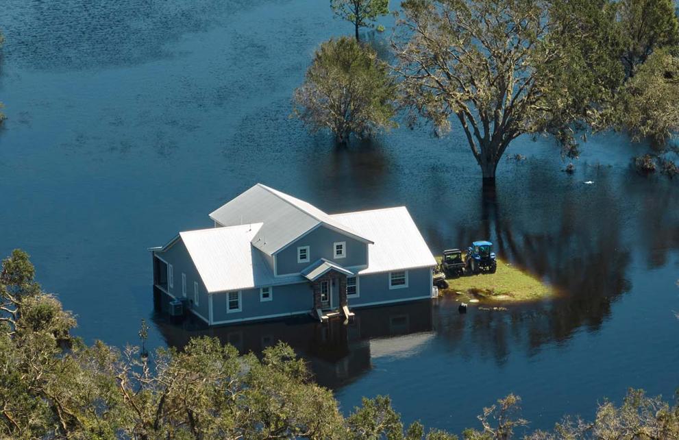Flooded rural ranch