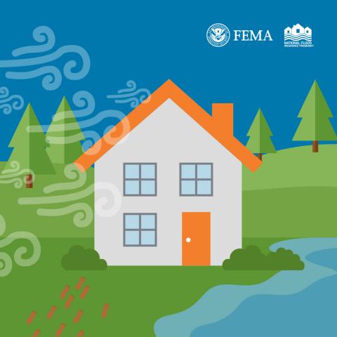 house with wind blowing