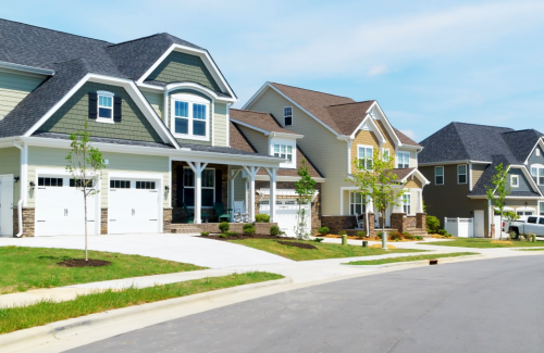 row of house o a suburban street