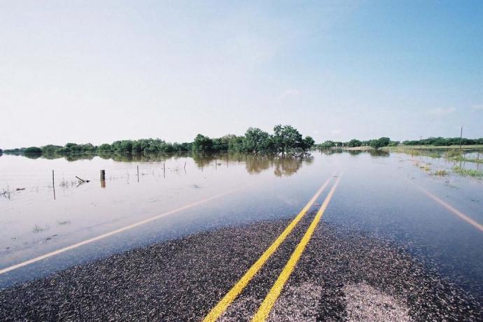 Flooded road in Texas