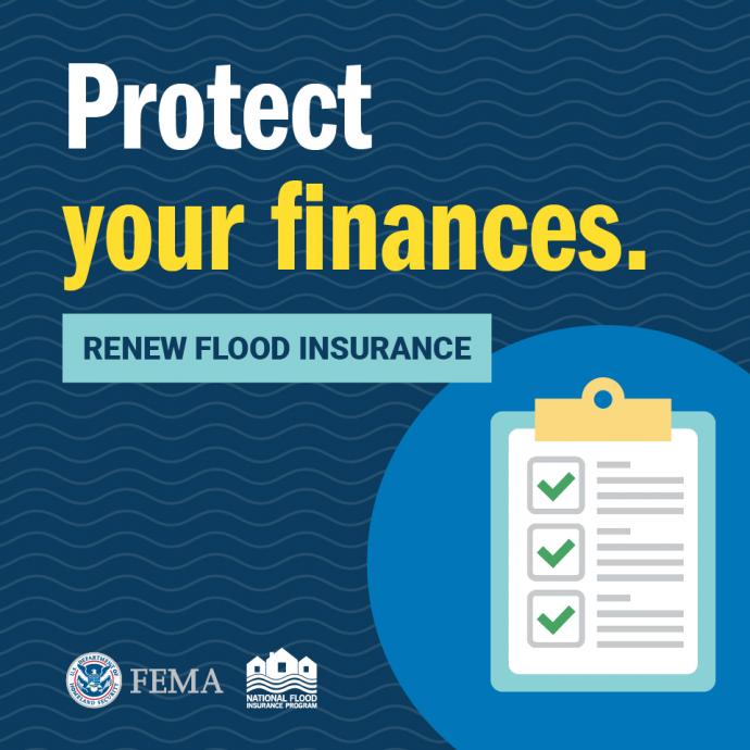 Social graphic that says, "Protect your finances," with a graphic of a clipboard