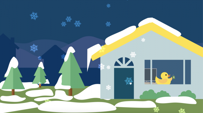 An image of a house with snow