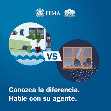 Sala de estar inundada vs ventana rota que deja llover adentro