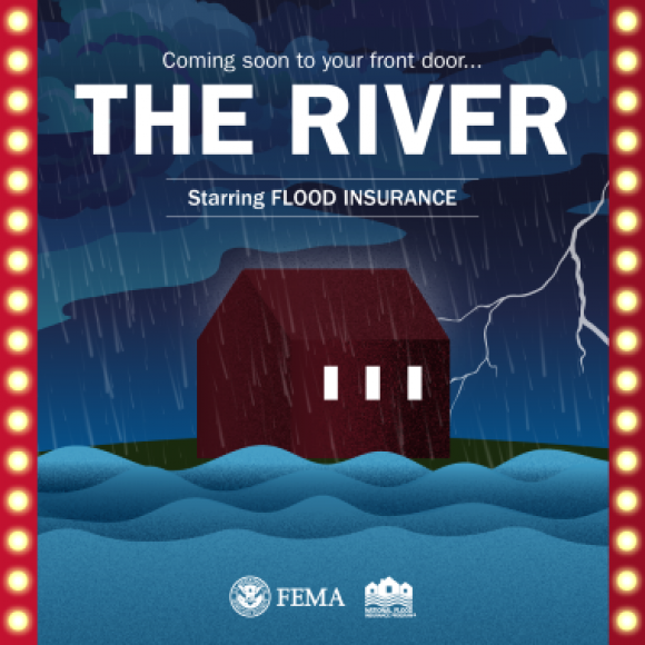 house with water rising and thunder in the background