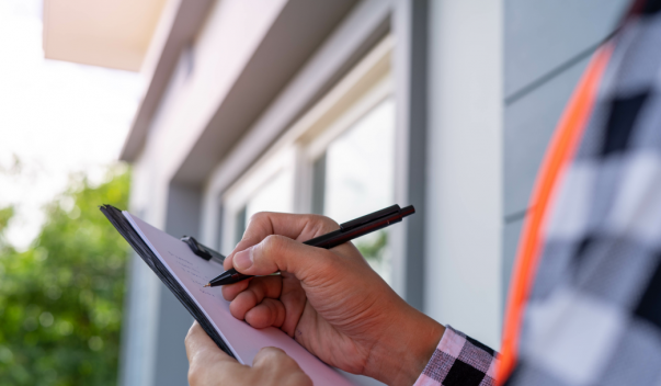 Man writing on a clipboard