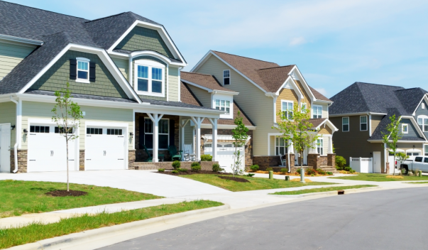 row of house o a suburban street