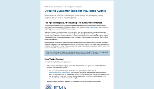 Direct to customer tools for insurance agents fact sheet