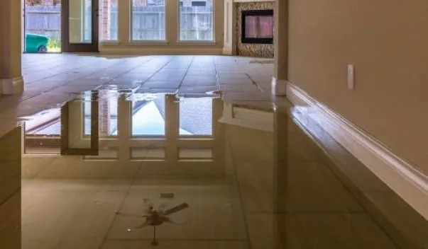 Flooded residential hallway