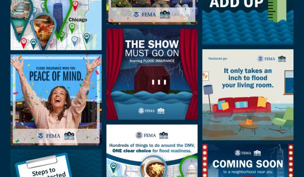 Various agents social media marketing campaigns in collage